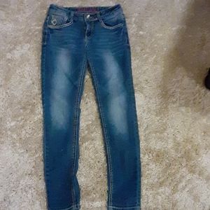 Red Camel stretch embellished skinny jeans rhinestones thick stitch sz 10 EUC…